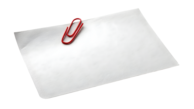 Blank paper with clip office note mockup template on transparent background