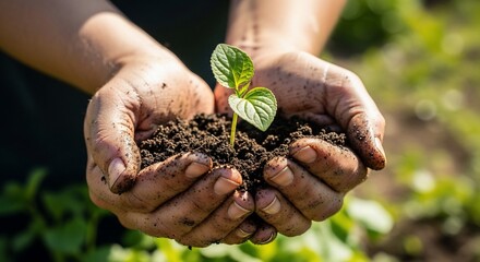 Hands cradling new life sprout