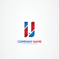 Fototapeta premium IJ JI Creative Modern Letters Logo Design Element red and blue