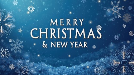 Blue and silver business greeting card with snowflakes, clean typography, professional vector style for banners and marketing.