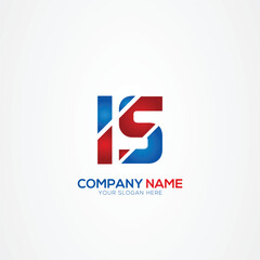 IS SI Creative Modern Letters Logo Design Element red and blue