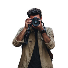 Obraz premium A man is taking a picture of himself with a camera