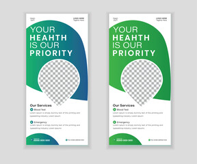 Modern roll-up banner, rack card, and DL flyer design template