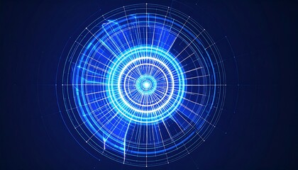 Blue Tech Circular Abstract Design.