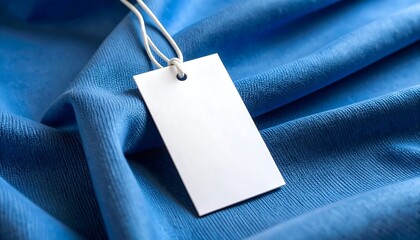 Blank tag on blue fabric. (1)