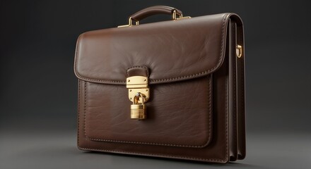 brown leather briefcase isolated black solid background 