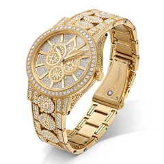Luxury gold diamond wristwatch isolated on white background