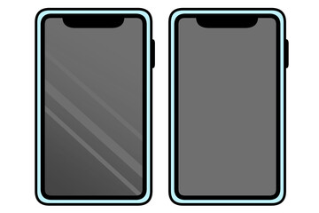 携帯電話画面（黒画面あり）青