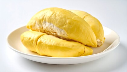Durian fruit on white plate.