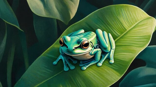 frog on green leaf