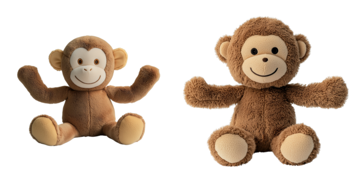 Playful plush monkey toys cozy home setting fun soft toys smiling