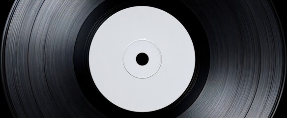Naklejka na ściany i meble The elegant black vinyl record showcasing a blank label in center.