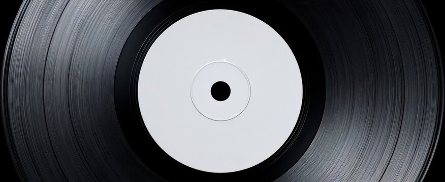 The elegant black vinyl record showcasing a blank label in center.