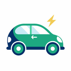 Naklejka premium Electric-car-icon Editable AI Graphic for Sustainable Design on White Background