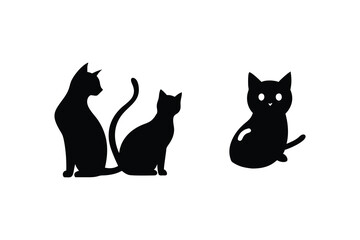 Fototapeta premium Cute Cat Vector Icons Set – Flat Design Illustration