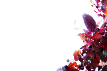 pink glitter, crystals and stones and bubbles in the water, beautiful original shiny background, glitter tornado