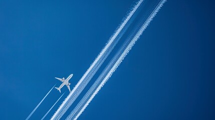 airplane tracks in the sky, airplane in the sky
