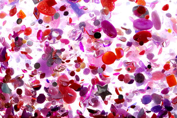 pink glitter, crystals and stones and bubbles in the water, beautiful original shiny background, glitter tornado