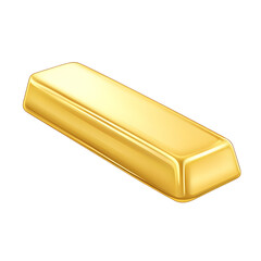 Gold bullion bar against on a transparent background, cut out, PNG 3D Digital Art, clip art.