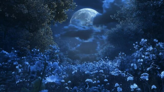 Moonlit meadows enchanting nightly glow
