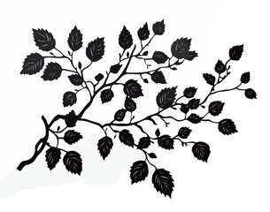 Artistic black silhouette of leafy branch design.