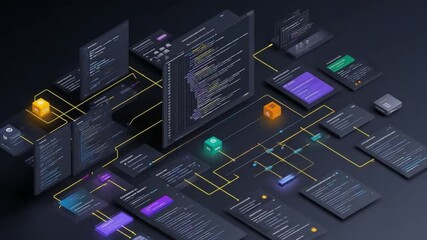Visualization of the workflow scheme integrating these products nn, Make, Python, JavaScript, Langchain, CrewAI, AutoGen, Scikit-learn, TensorFlow, PyTorch, REST API, gRPC, ERP - Powered by Adobe