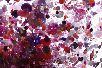 pink glitter, crystals and stones and bubbles in the water, beautiful original shiny background, glitter tornado