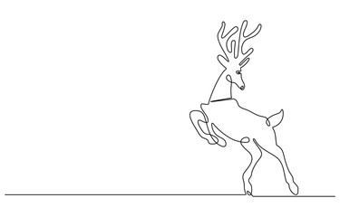 Deer continuous one line drawing. Editable stroke on a white isolated background. Vector illustration