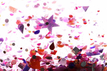 pink glitter, crystals and stones and bubbles in the water, beautiful original shiny background, glitter tornado