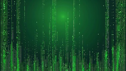 Obraz premium Digital binary rain in green