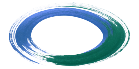 Abstract blue and green circle brush stroke isolated on transparent background