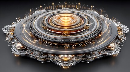 High tech energy reactor with intricate circular layers high resolution photo