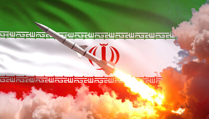 Iranian flag During Missile Strike