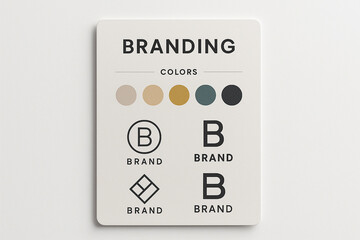 Branding Board Beige Gold Teal Black Color Palette Simple Logos Letter B Minimalist Design Corporate Identity Guide