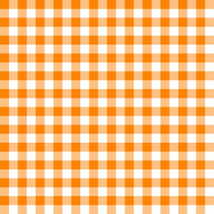 Bright orange gingham seamless pattern with bold checkered squares