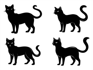 cat sihouette black vector bundle