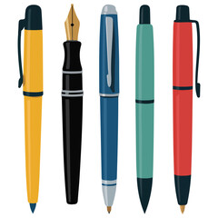 pen flat vector illustration isolated on white background