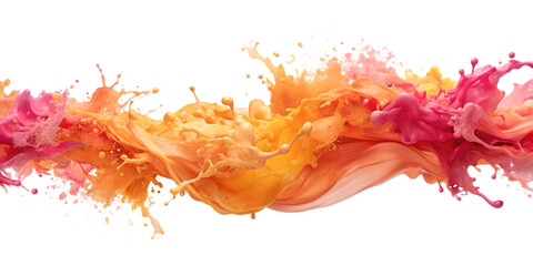 Obraz premium Abstract orange and pink liquid splash isolated on transparent background