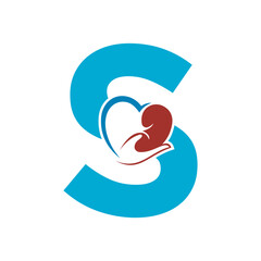 Lungs Love Logo Combine With letter S vector template