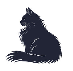 Obraz premium Silhouette of a regal domestic cat with a fluffy coat.