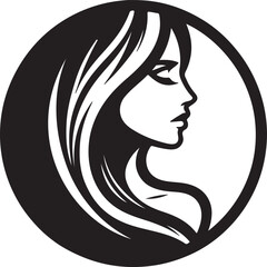 Modern Woman Head Silhouette – Elegant Beauty Vector

Graceful Lady Silhouette with Long Hair – Fashion Vector Art

Minimalist Woman Profile Silhouette Inside Circle Frame

