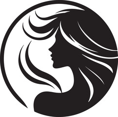 Graceful Lady Silhouette with Long Hair – Fashion Vector Art

