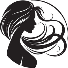 Graceful Lady Silhouette with Long Hair – Fashion Vector Art


