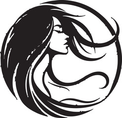 Obraz premium Minimalist Woman Profile Silhouette Inside Circle Frame