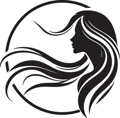 Minimalist Woman Profile Silhouette Inside Circle Frame

