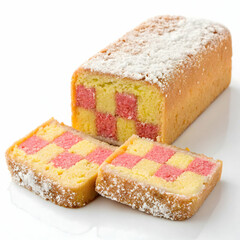 Battenberg cake isolated on transparent background  