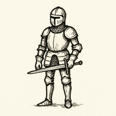 Obraz premium Medieval knight armor illustration.