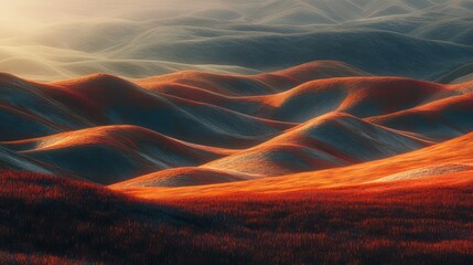 Sunset Hues Over Rolling Hills: A California Dreamscape