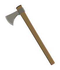 Medieval battle axe flat vector illustration