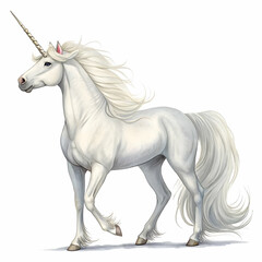 Naklejka premium White unicorn isolated on transparent background 